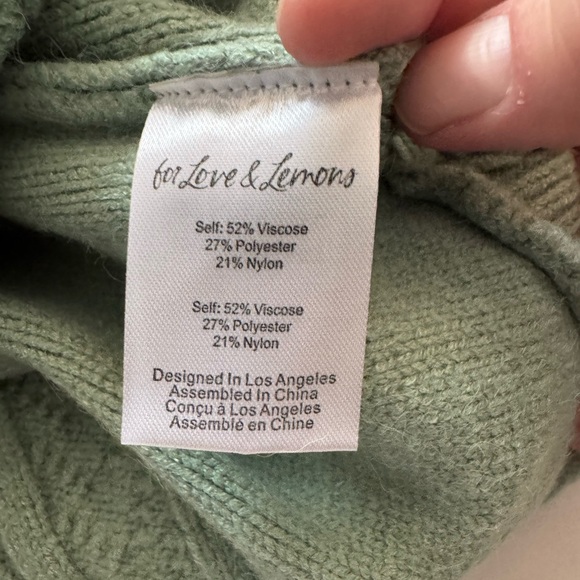 For Love & Lemons NWT Sydney Crop Sweater in Sage Sz 1X - Picture 11 of 12